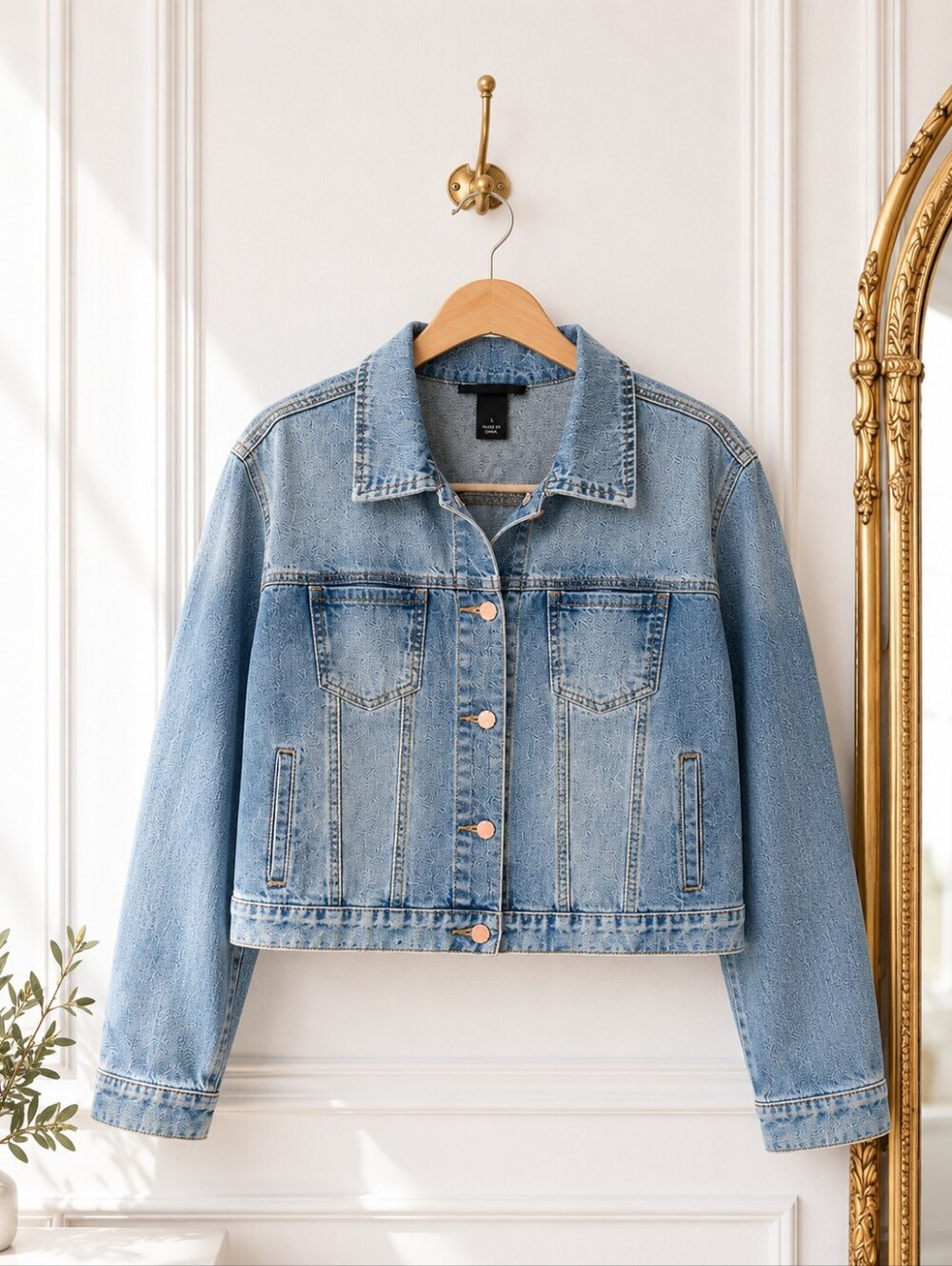 Lane Bryant Light Wash Cropped Stretch Denim Jacket Size 16 Plus Casual Classic - Picture 5 of 8